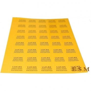 "LUCAS" Wiring Loom Stickers (Sheet of Five)