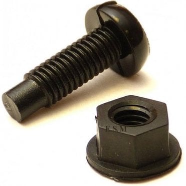 Plastic Number Plate Screw & Nut (Black)