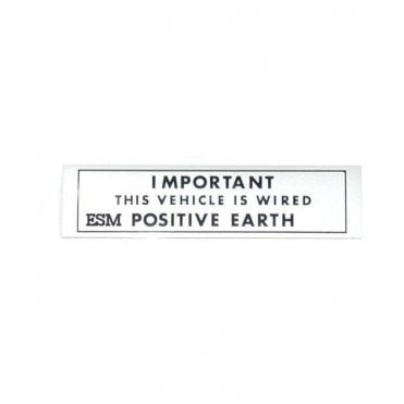 "POSITIVE EARTH" Warning Sticker