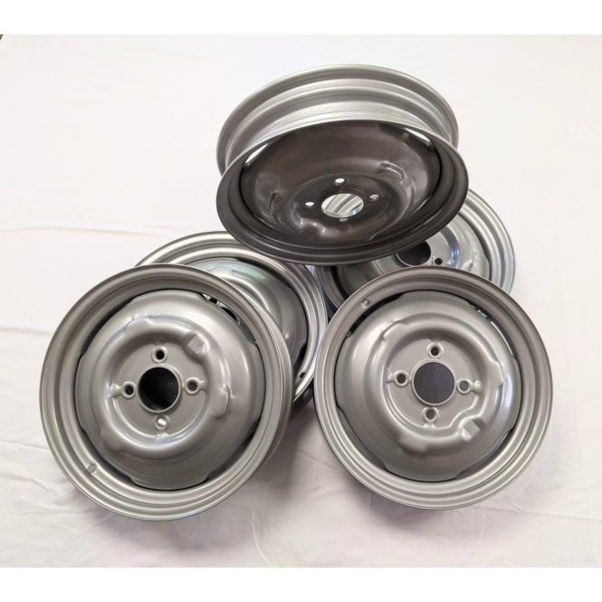 SET OF 5 Road Wheel 3J x 14" Standard Minor (3" Wide) Painted in SILVER ( ACA8264 ) ( LP917 )