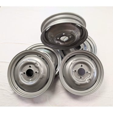 SET OF 5 Road Wheel 3J x 14" Standard Minor (3" Wide) Painted in SILVER ( ACA8264 ) ( LP917 )