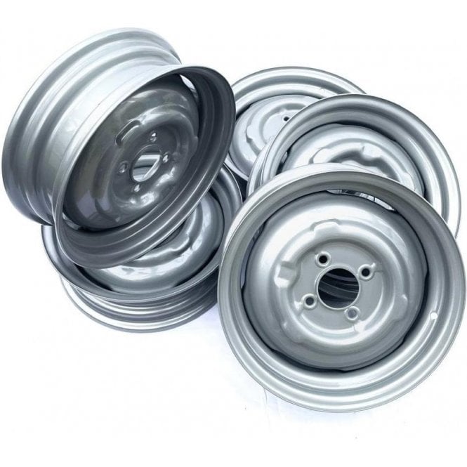 SET OF 5 Road Wheel 4.5J x 14" MINOR 8 cwt. Van & Pick-Up (4.5" Wide) Painted in SILVER (ACA8264) (LP917)