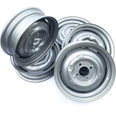 SET OF 5 Road Wheel 4.5J x 14" MINOR 8 cwt. Van & Pick-Up (4.5" Wide) Painted in SILVER (ACA8264) (LP917)