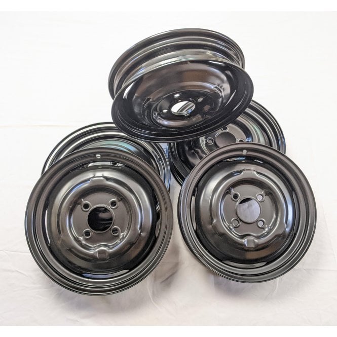 SET OF 5 Road Wheels 3J x 14" Standard Minor 1000 (3" Wide) E Coat Finish