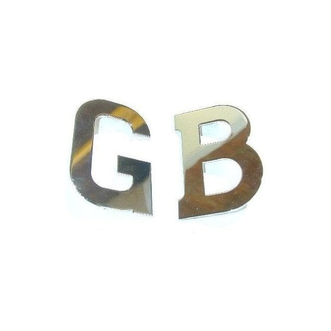 Stainless "G.B." Badge / Letters (Pair) SELF ADHESIVE BACKING